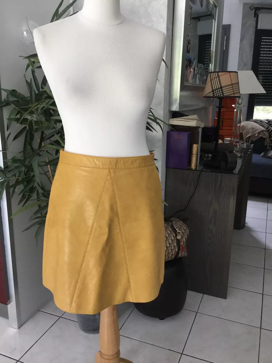 Jupe cuir jaune cheap
