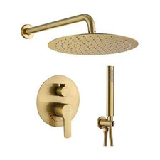 Shower System, Brushed Gold Shower Faucet Set Contain High Pressure 12 inch R...