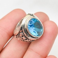 Beautiful Blue Topaz Men's Ring 925 Sterling Silver Statement Ring All Size M269
