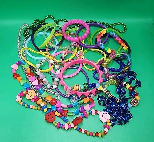 28pc Bracelet Necklace Girl Jewelry Lot Costume Dress Up Kid Fashion Bangle Bead