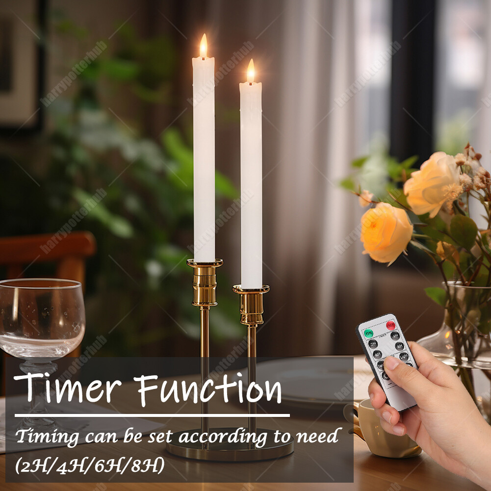 6Pcs Remote Control Flickering Flameless Taper LED Candles Light Battery Powered — image 2