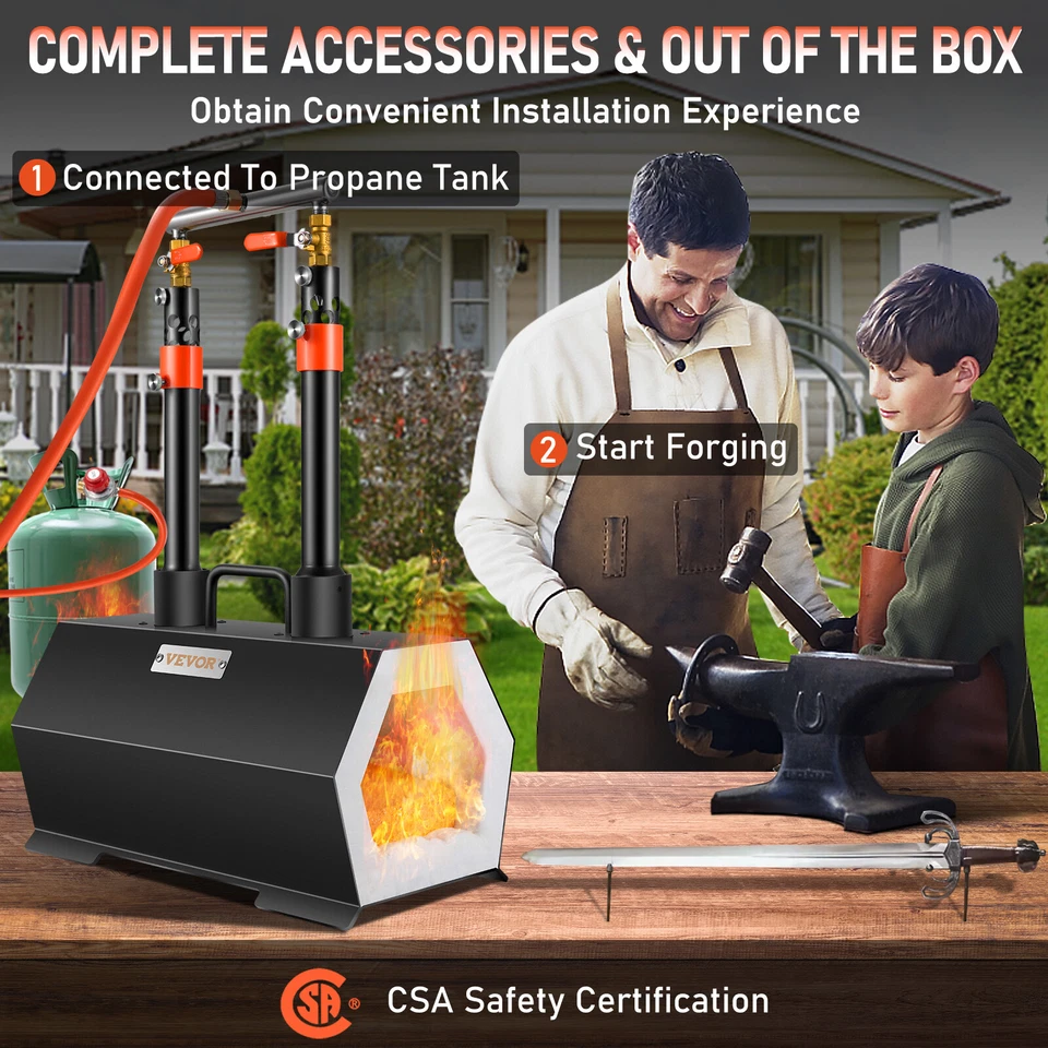 VEVOR Forge au Gaz Propane Four de Fusion avec 2 Brûleurs Forgeron des Couteaux - Imagen 4 de 4