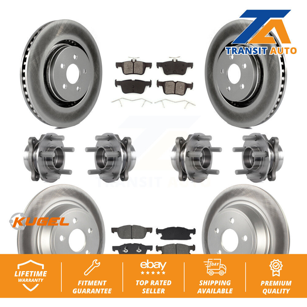 Front Rear Hub Bearing Coated Brake Rotor Pad Kit (10Pc) For Lincoln Continental