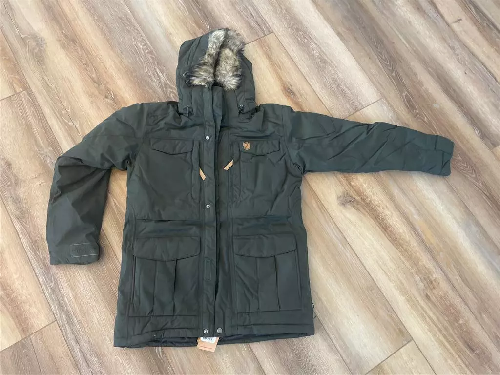 Fjallraven Nuuk Parka Insulated Fur Hood Deep Forest Winter Coat