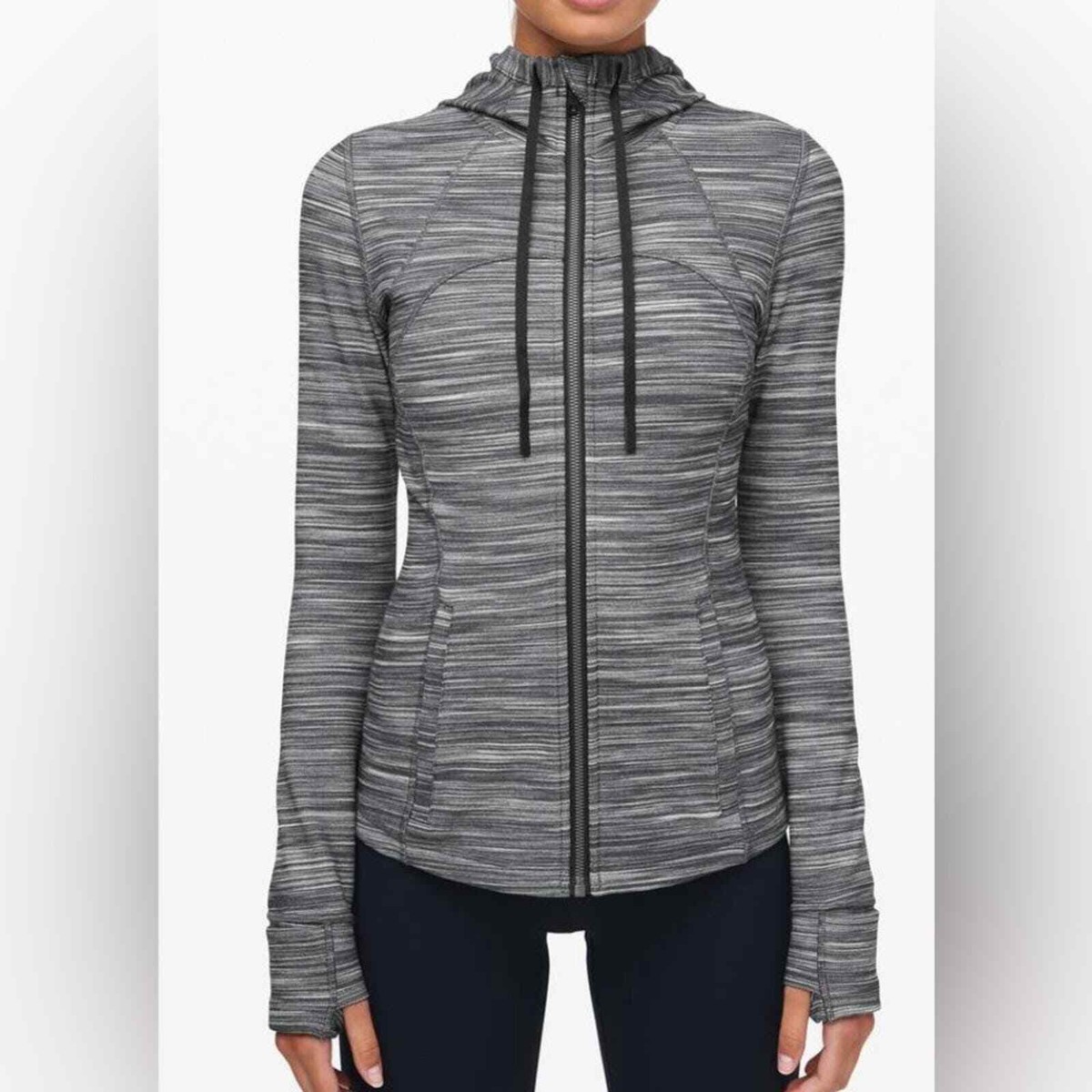 Lululemon Hooded Define Jacket Nulu Heathered Black & White Size 8