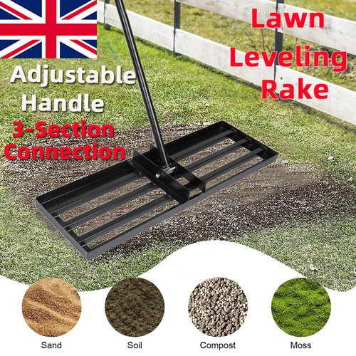 Garden Lawn Levelling Rake Lute Landscaping Top-Dressing Tool Adjustable Handle - Picture 21 of 23