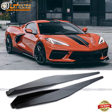 For 2020-2026 Corvette C8 Z51 Side Skirts Stage 2pc Gloss Carbon Fiber Look For 2020-2026 Corvette C8 Z51 Side Skirts Stage 2pc Gloss Carbon Fiber Look