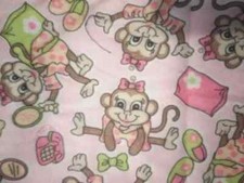 monkey jungle girl fun fabric flannel 22 x 6 inches pink