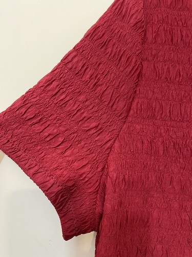 Kim Co blouse red short sleeve button v-neck ruffled stretchy formal size 2XL - Picture 8 of 10