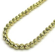 16-24" 2.2mm 14k Yellow White Gold Moon Cut Italy Ball Bead Chain Necklace