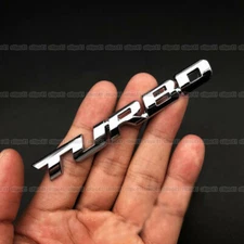 3D TURBO Silver Chrome Metal Logo Car Sticker Trunk Body Door Badge Emblem Decal