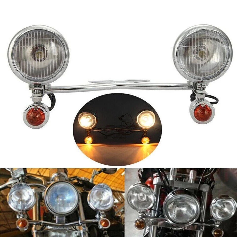 Fog Passing Turn Signals Light Bar For Honda VTX 1300 1800 TYPE C R S N RETRO - Image 3 of 4