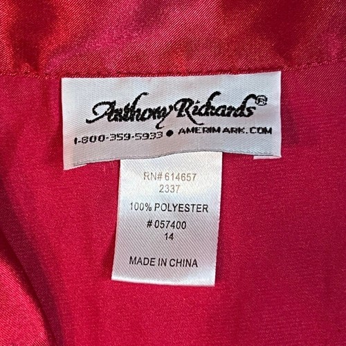 Blusa vintage de Anthony Richard’s para mujer 14 satinadas abotonadas preppy top navideño - Imagen 9 de 10