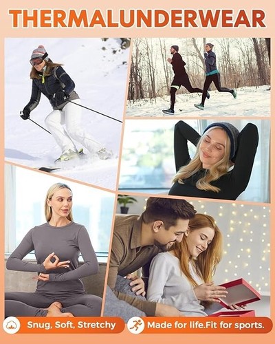 CL convallaria Long Johns Thermal Underwear for Women Fleece Lined Base Layer - Picture 6 of 6