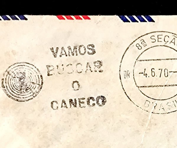 RARE 1970 Brazil World Cup Airmail Cover - 'VAMOS BUSCAR O CANECO'