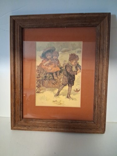 Framed matted A Distinctive Collection 19th century children winter Christmas#12 - Picture 1 of 9