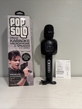 Pop Solo Bluetooth Karaoke Microphone W/ Built In Retractable Phone Holder Black
