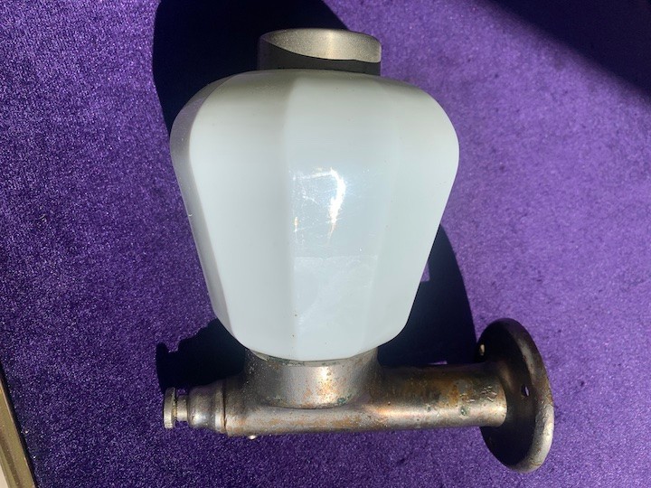 Vintage Filling Station Milk Glass Restroom Soap Dispenser