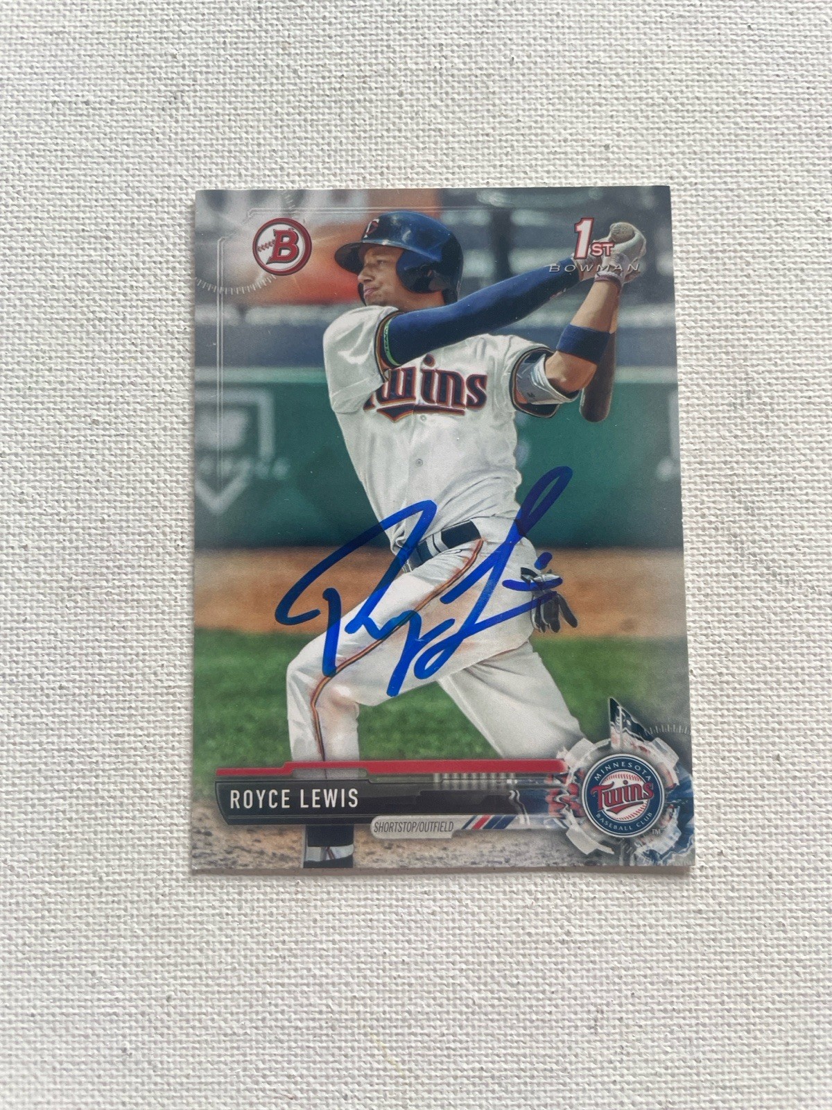 Signed 2017 Bowman Draft Chrome Royce Lewis Twins Autographed Auto