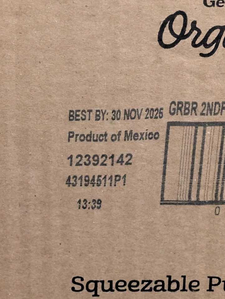 Gerber Organic Fruit Banana Mango 12- 3.5 Oz Pouch Factory Sealed Case Exp 11/26 - Image 2 of 4