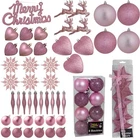 Christmas Pink Decoration Glitter / Plain Baubles Hearts Droplets