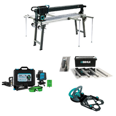 BIHUI Fliesen- & Montage-Profi-Paket inkl. Laser, Fliesensäge & Zubehör