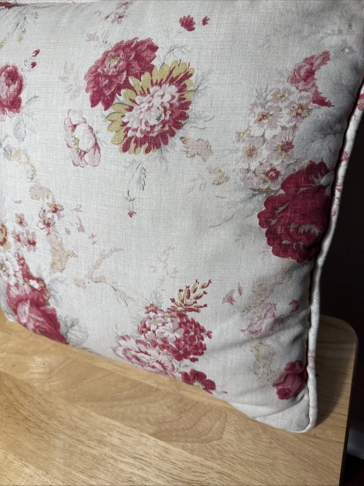 "Almohada Waverly Red Norfolk Rose vintage francesa Country Toile Shabby 16x16""" Foto 3 de 4