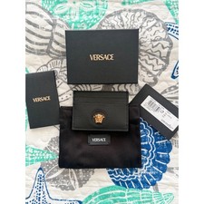 Authentic Versace Black Calf Leather Medusa C...