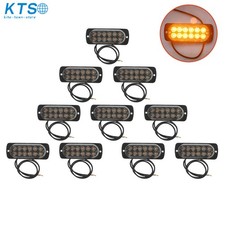 12 Led Wmounting Kit Yellow Amber 12v 10 Pieces Car Emergency Strobe Lights Bar