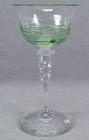 Pair of Steuben Shape # 6404 Green Reeded & Clear  6 1/8" Wines for k_smo