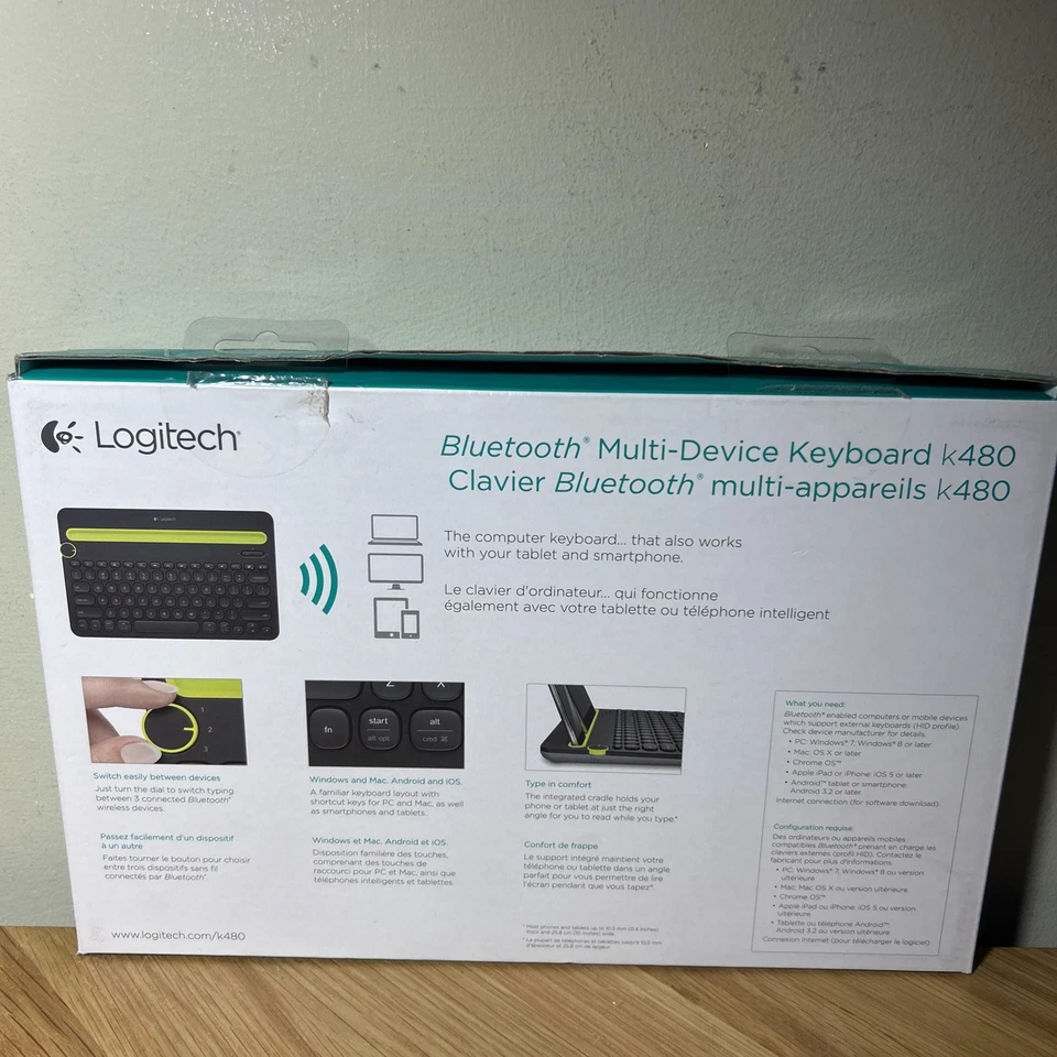 Logitech K480 Wireless Bluetooth Multi-Device Keyboard QWERTY - PC/ios/Tablet - Image 4 of 4
