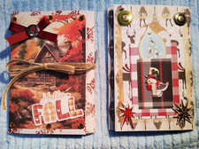 2 Handmade Scrapbook Junk Journal Mini Albums Folders Fall  Christmas Themes