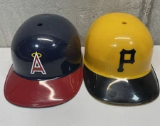 Vintage Lot 2 Laich Full Size MLB Plastic Batting Helmet Angels Pirates 80s