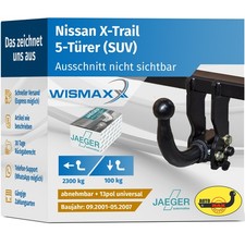 ANHÄNGERKUPPLUNG abnehmbar für Nissan X-Trail 01-07 +13polig E-Satz ABE
