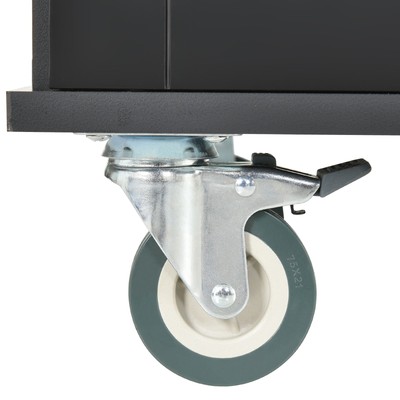 Rolling Kitchen Island Black Solid Wood Top Locking Wheels Storage Cabinet Drop