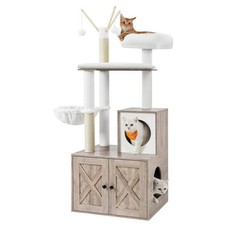 Feandrea Cat Tree with Litter Box Enclosure, 59-Inch Modern Cat Tower, 2-in-1...
