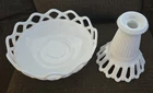 Lot Of Milk Glass Vintage Bowl & Candle Holder White Decor