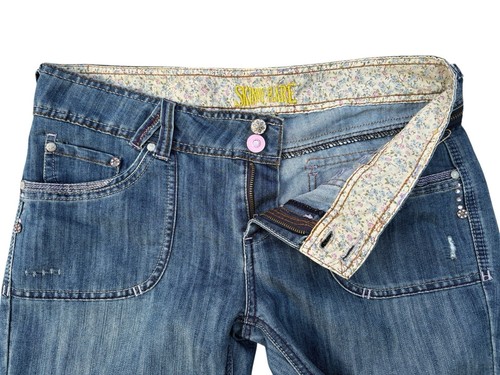 Jeans donna Y2K Denim.Co skinny svasati vita bassa morbidi leggeri denim W35 L31 - Foto 3 di 21