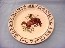 WALLACE CHINA WESTWARD HO RODEO 10.5 PLATE GOODAN ART WESTERN COWBOY EXCELLENT