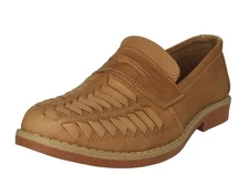 Mens Leather Authentic Mexican Huaraches Closed Toe Slip On Light Brown