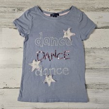 GAP KIDS 8 Girls Medium Blue Dance Glitter Sequins Short Sleeve Shirt DC-TT20