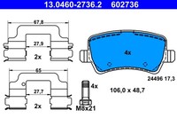 ATE Bremsbelagsatz Scheibenbremse 13.0460-2736.2 FüR Volvo V60 V70 S80 XC60 XC70