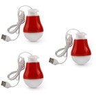 3pcs Portable 5V 5W Camping USB Light Bulb Home Emergency Led Bulb (Red)