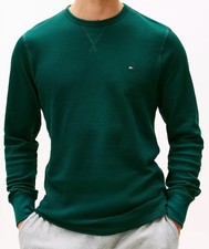 New Mens Tommy Hilfiger Logo Crew Waffle Knit Spruce Thermal Pajama Shirt Top XL