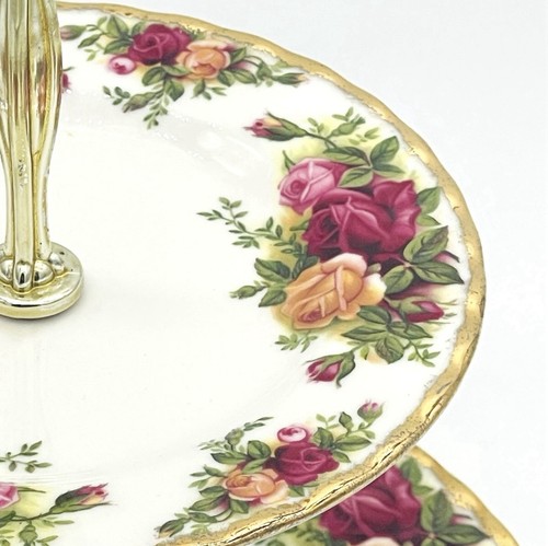 VTG Royal Albert Old Country Roses 2 Tier Cake Dessert Stand Plate 8” & 6” MINT! - Picture 6 of 18