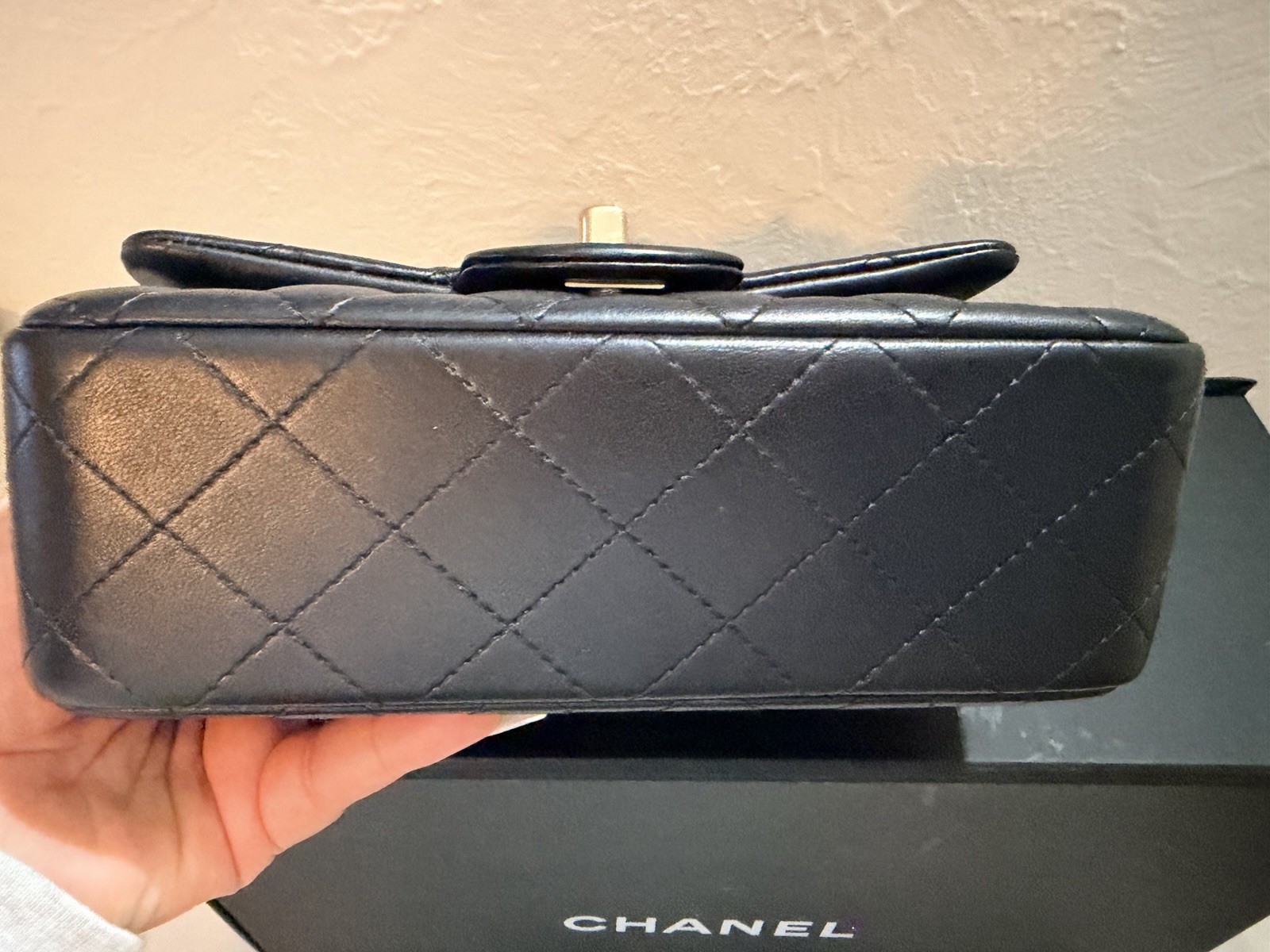 CHANEL Mini Rectangular Classic Flap Bag Black La… - image 12