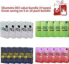 Okamoto 003 Ultra Thin Condoms 5 / 10-Pack – Regular / Large / Lubricated / Aloe