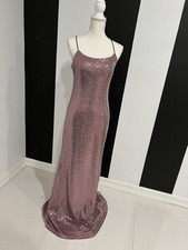 Adam Pink Sequin Maxi Gown Spaghetti Strap Prom