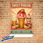 Vintage Ice Cream Plaque Metal Tin Sign Sweet Shop Wall Art 8x12