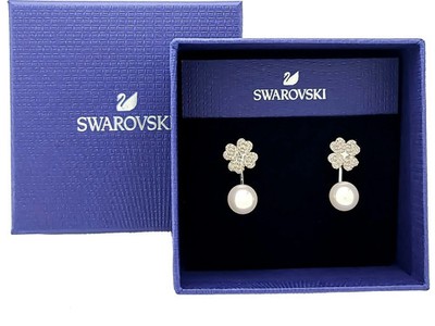 New in Gift Box SWAROVSKI Pink Crystal, W Pearl Jacket Latisha Earrings